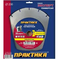 Диск алмазный сегментный 230х22 мм, ПРАКТИКА "Эксперт-Универсал", сегмент 10мм, коробка