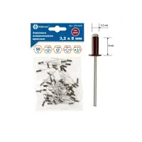 Заклепки алюминиевые 3,2х8 мм, красные RAL 3005 (50 шт.) пакет, КОБАЛЬТ