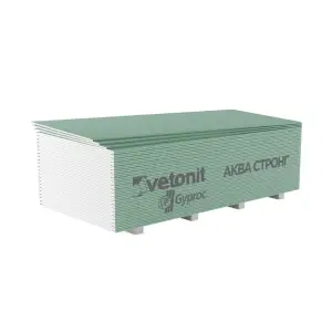Гипсокартон ГКЛВ Vetonit (Gyproc) Аква Стронг ГСП-RH3-УК высокопрочный 2500*1200*15 мм