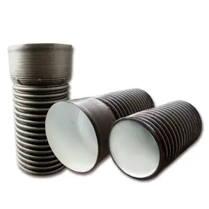 Труба канализационная гофрированная двухстенная FD-Plast D 160/136 с раструбом L-6м, черная SN8