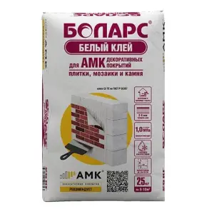Клей плиточный БОЛАРС БЕЛЫЙ для АМК, плитки, мозаики и камня 25 кг