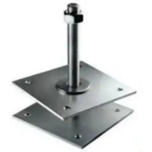 Анкер (Лифт) строительный регулировочный по высоте 120x120x6,0 мм со шпилькой М24 Н=200мм, оцинкованный
