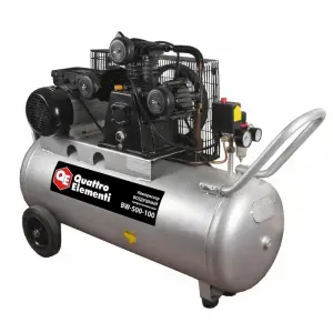 Компрессор поршневой масляный QUATTRO ELEMENTI BW-500-100 ( 490 л/мин, 100 литров, 3,0 л.с, 8 бар, 74,5 кг, V-образн/ Ременной)