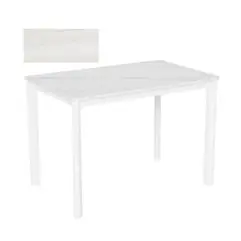 Стол Римини-1С 110х70 (+45) цвет Белый/МДФ+PVC Белый/Travertine Avorio) + нога №9 (белый)